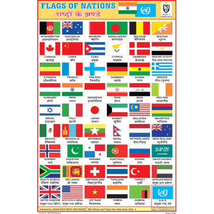 FLAGS OF THE NATIONS CHART SIZE 12X18 (INCHS) 300GSM ARTCARD - Indian Book Depot (Map House)