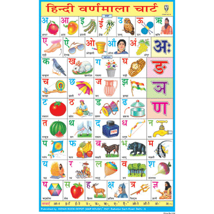 HINDI ALPHABETICAL CHART SIZE 12X18 (INCHS) 300GSM ARTCARD - Indian Book Depot (Map House)