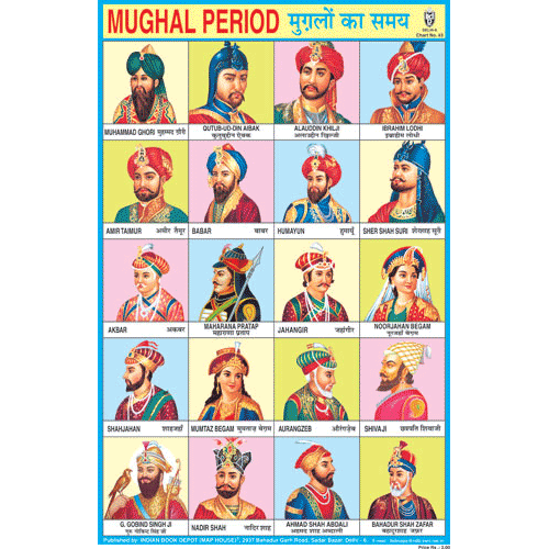 HISTORICAL MUGHAL PERIOD CHART SIZE 12X18 (INCHS) 300GSM ARTCARD - Indian Book Depot (Map House)