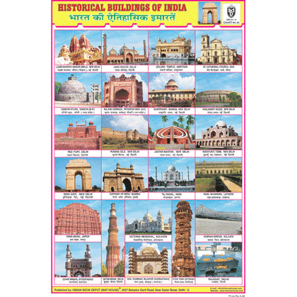 HISTORICAL BUILDINGS OF INDIA SIZE 24 X 36 CMS CHART NO. 44 - Indian Book Depot (Map House)