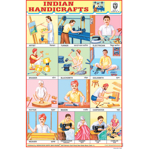 INDIAN HANDICRAFTS CHART SIZE 12X18 (INCHS) 300GSM ARTCARD - Indian Book Depot (Map House)