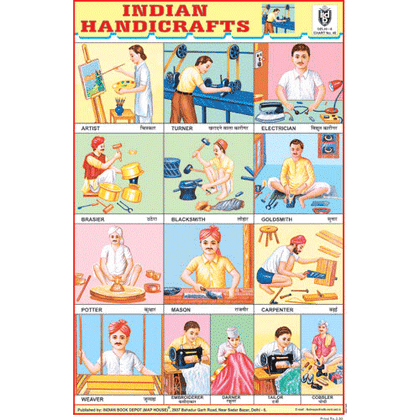 INDIAN HANDICRAFTS CHART SIZE 12X18 (INCHS) 300GSM ARTCARD - Indian Book Depot (Map House)