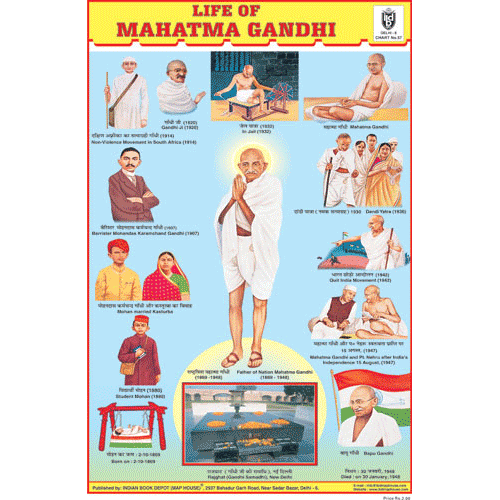 LIFE OF MAHATMA GANDHI SIZE 24 X 36 CMS CHART NO. 57 - Indian Book Depot (Map House)