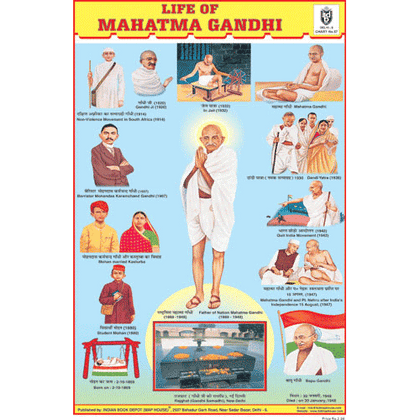 LIFE OF MAHATMA GANDHI SIZE 24 X 36 CMS CHART NO. 57 - Indian Book Depot (Map House)