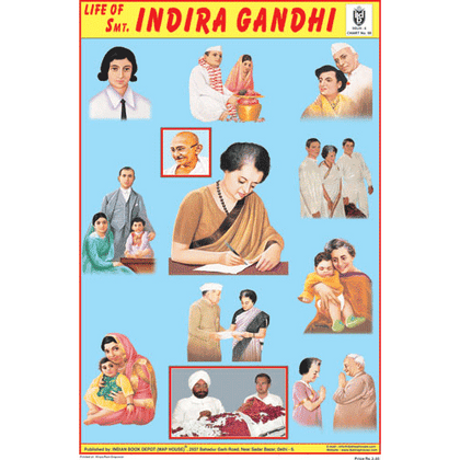 LIFE OF SMT.INDIRA GANDHI SIZE 24 X 36 CMS CHART NO. 58 - Indian Book Depot (Map House)