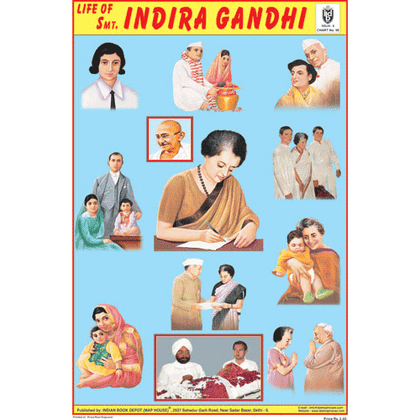 LIFE OF SMT.INDIRA GANDHI CHART SIZE 12X18 (INCHS) 300GSM ARTCARD - Indian Book Depot (Map House)