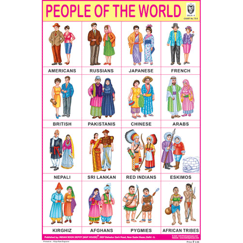 PEOPLE OF THE WORLD CHART SIZE 12X18 (INCHS) 300GSM ARTCARD - Indian Book Depot (Map House)