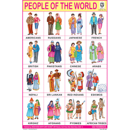 PEOPLE OF THE WORLD CHART SIZE 12X18 (INCHS) 300GSM ARTCARD - Indian Book Depot (Map House)