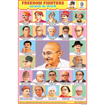 AZADI KE SENANI (FREEDOM FIGHTERS) CHART SIZE 12X18 (INCHS) 300GSM ARTCARD - Indian Book Depot (Map House)