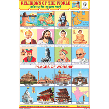 RELIGIONS OF THE WORLD SIZE 24 X 36 CMS CHART NO. 81 - Indian Book Depot (Map House)