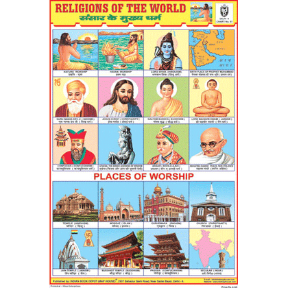 RELIGIONS OF THE WORLD CHART SIZE 12X18 (INCHS) 300GSM ARTCARD