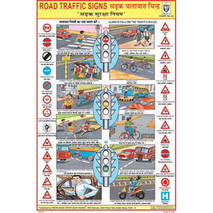 ROAD TRAFFIC SIGNS SIZE 24 X 36 CMS CHART NO. 83 - Indian Book Depot (Map House)