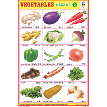 VEGETABLES CHART NO.2 SIZE 24 X 36 CMS CHART NO. 97 - Indian Book Depot (Map House)