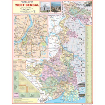 WEST BENGAL ( ENGLISH) SIZE 45 X 57 CMS - Indian Book Depot (Map House)