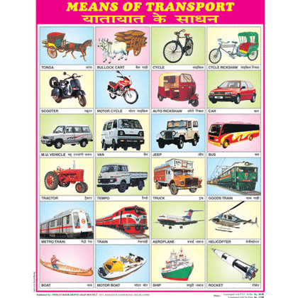 MEANS OF TRANSPORT CHART SIZE 45 X 57 CMS - Indian Book Depot (Map House)