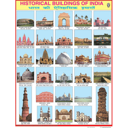 HISTORICAL BUILDINGS OF INDIA CHART SIZE 45 X 57 CMS - Indian Book Depot (Map House)
