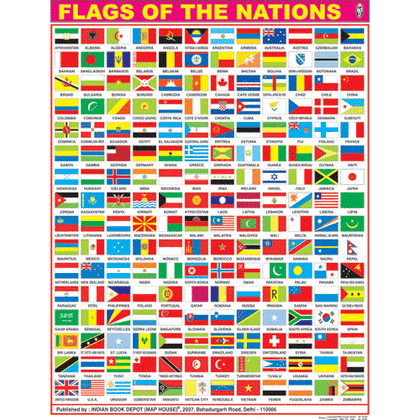 FLAGS OF THE NATIONS CHART SIZE 45 X 57 CMS - Indian Book Depot (Map House)
