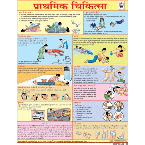 FIRST AID (HINDI) CHART SIZE 45 X 57 CMS - Indian Book Depot (Map House)