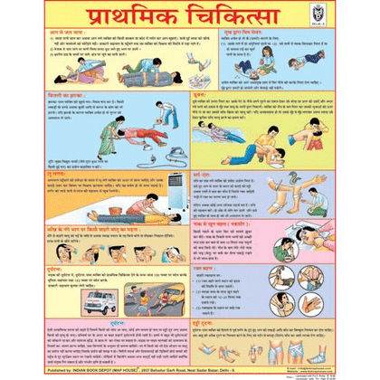 FIRST AID (HINDI) CHART SIZE 45 X 57 CMS - Indian Book Depot (Map House)