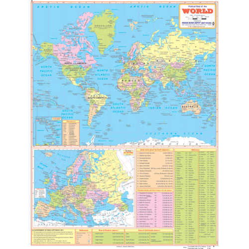WORLD POLITICAL (ENGLISH) SIZE 45 X 57 CMS - Indian Book Depot (Map House)