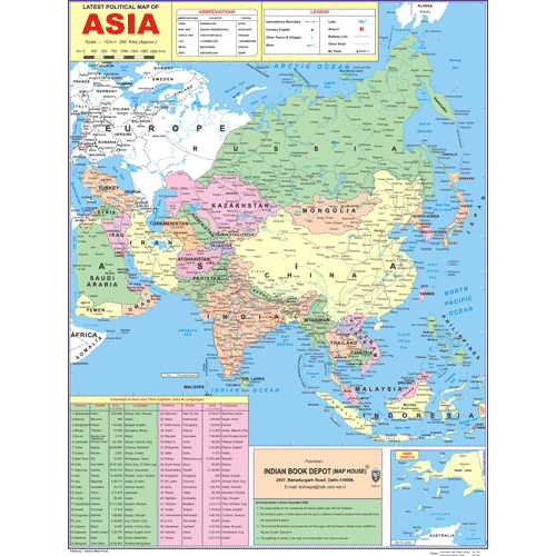 ASIA POLITICAL (HINDI) SIZE 45 X 57 CMS - Indian Book Depot (Map House)