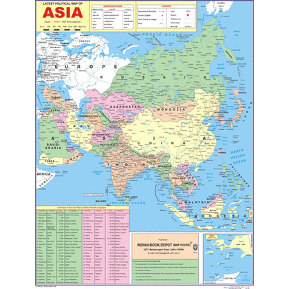 ASIA POLITICAL (HINDI) SIZE 45 X 57 CMS - Indian Book Depot (Map House)