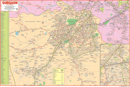 GURGAON (ENGLISH) SIZE 50 X 75 CMS - Indian Book Depot (Map House)