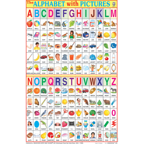 THE ALPHABET WITH FIVE PICTURES CHART SIZE 50 X 75 CMS - Indian Book Depot (Map House)
