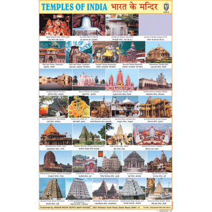 TEMPLES OF INDIA CHART SIZE 50 X 75 CMS - Indian Book Depot (Map House)