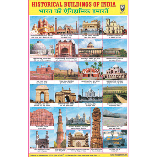 HISTORICAL BUILDINGS OF INDIA CHART SIZE 50 X 75 CMS