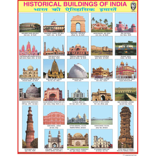 HISTORICAL BUILDINGS OF INDIA CHART SIZE 55 X 70 CMS - Indian Book Depot (Map House)