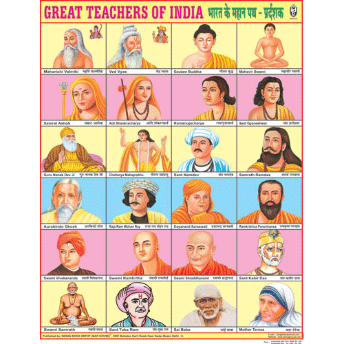 GREAT TEACHERS OF INDIA CHART SIZE 55 X 70 CMS - Indian Book Depot (Map House)