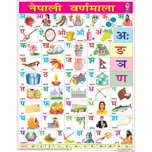 NEPALI ALPHABET CHART SIZE 55 X 70 CMS - Indian Book Depot (Map House)