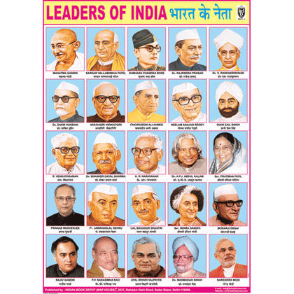 LEADERS OF INDIA CHART SIZE 70 X 100 CMS - Indian Book Depot (Map House)