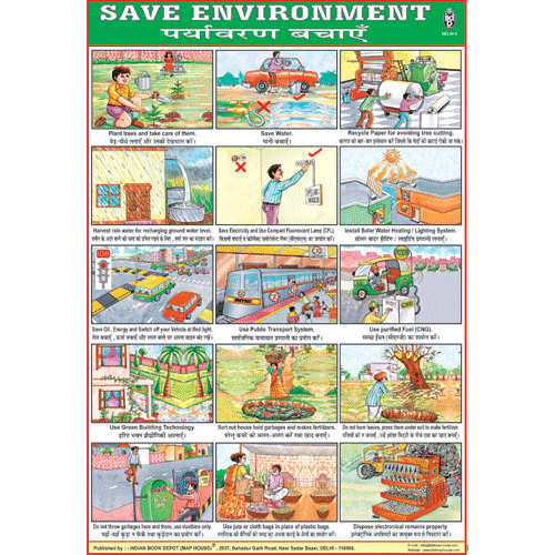 SAVE ENVIRONMENT CHART SIZE 70 X 100 CMS - Indian Book Depot (Map House)