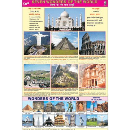 NEW SEVEN WONDERS OF THE WORLD CHART SIZE 70 X 100 CMS - Indian Book Depot (Map House)