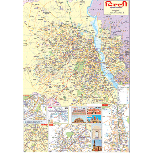 DELHI CITY (HINDI) SIZE 70 X 100 CMS - Indian Book Depot (Map House)