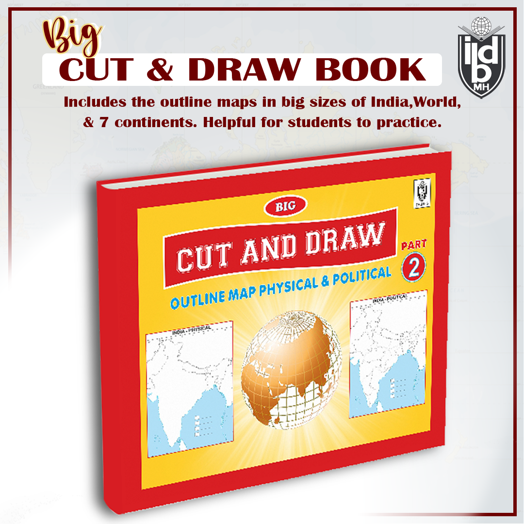 Cut and Draw outline map practice book BIG size (contains assorted 100 maps) India|world|continents|political and physical maps