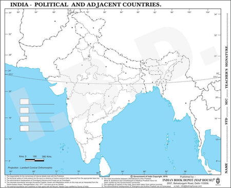 Big size | Practice map of India political |Pack of 100 Maps| Outline Maps - Indian Book Depot (Map House)