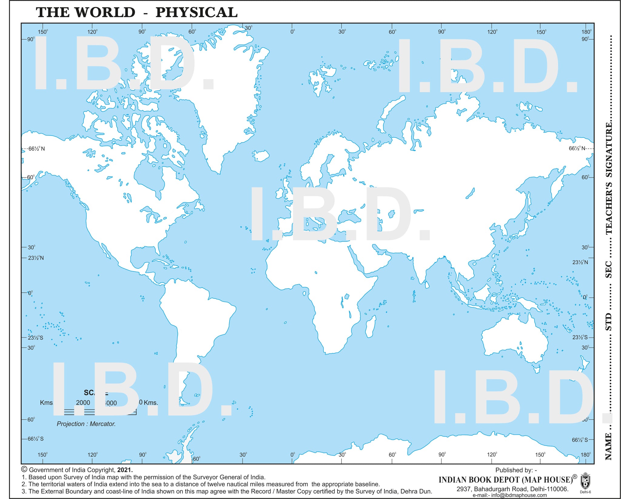Geography Practice Outline Map of WORLD