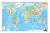 PHYSICAL MAP OF WORLD Size 12 x 18 inchs