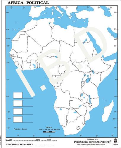 Big size | Practice Map of Africa Political |Pack of 100 Maps| Outline Maps - Indian Book Depot (Map House)