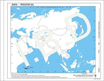 Big size | Practice Map of Asia Political |Pack of 100 Maps| Outline Maps - Indian Book Depot (Map House)