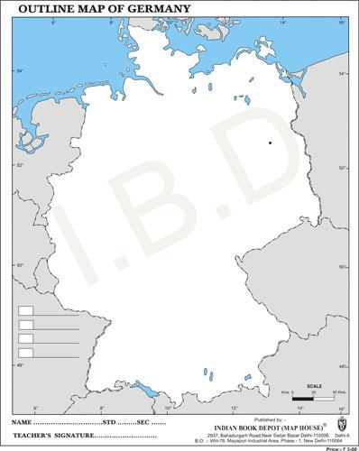 Big size | Practice Map of Germany |Pack of 100 Maps| Outline Maps - Indian Book Depot (Map House)