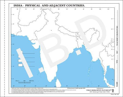 Big size | Practice Map of India Physical |Pack of 100 Maps| Outline Maps - Indian Book Depot (Map House)