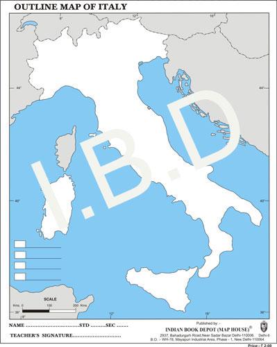 Big size | Practice Map of Italy |Pack of 100 Maps| Outline Maps - Indian Book Depot (Map House)