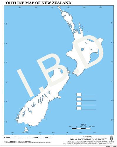 Big size | Practice Map of New Zealand |Pack of 100 Maps| Outline Maps - Indian Book Depot (Map House)