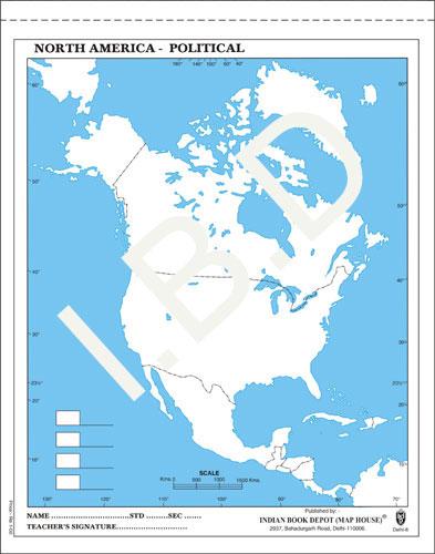 Big size | Practice Map of North America Political |Pack of 100 Maps| Outline Maps - Indian Book Depot (Map House)