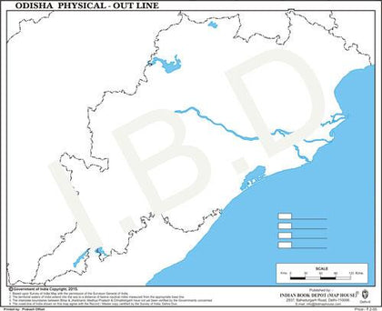 Big size | Practice Map of Odisha Physical |Pack of 100 Maps| Outline Maps - Indian Book Depot (Map House)