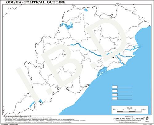 Big size | Practice Map of Odisha political |Pack of 100 Maps| Outline Maps - Indian Book Depot (Map House)